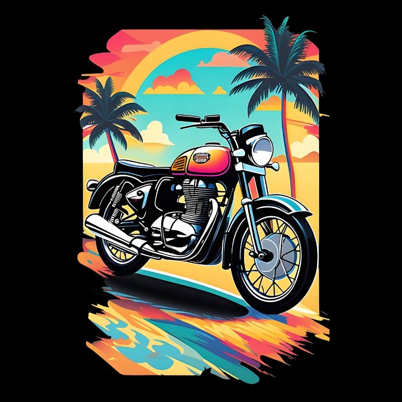 Moto rétro sur une plage tropicale