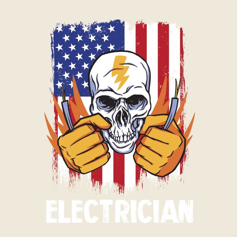 Elektriker Schädel USA Flagge