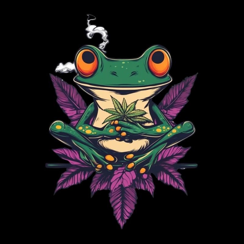 Frosch mit Joint und Cannabisblatt - Weed Frosch