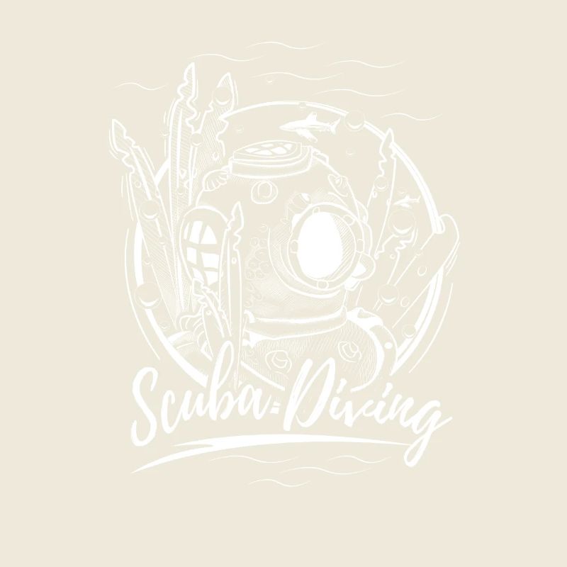 Diving Helmet Drawing - Diving, Shark