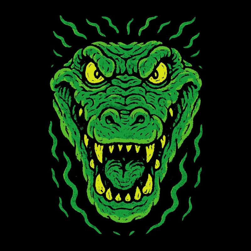 Angry lizard head in neon style