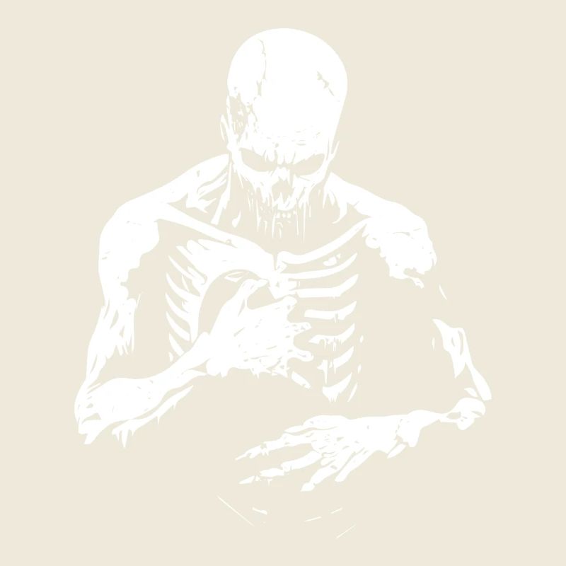Decaying zombie reaches into chest