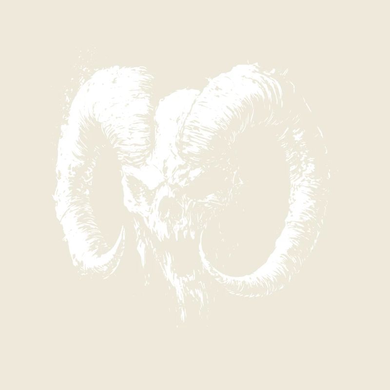 Dämonenschädel mit Widderhörnern – Dark Art