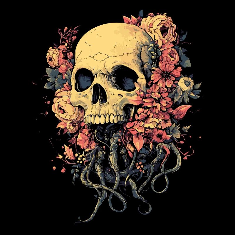 Flower Skull with Roots & Tentacles
