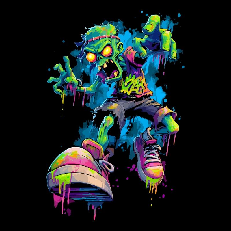 Neon Zombie Streetstyle Comic Skater Graffiti Look