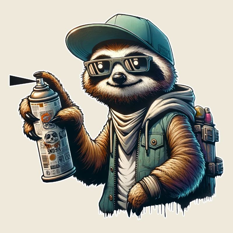 Faultier Graffiti Sprüher Streetart