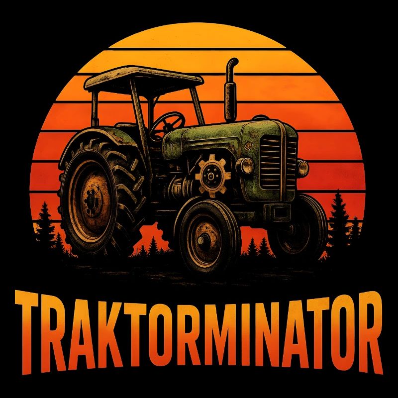 Funny farmer and tractor design