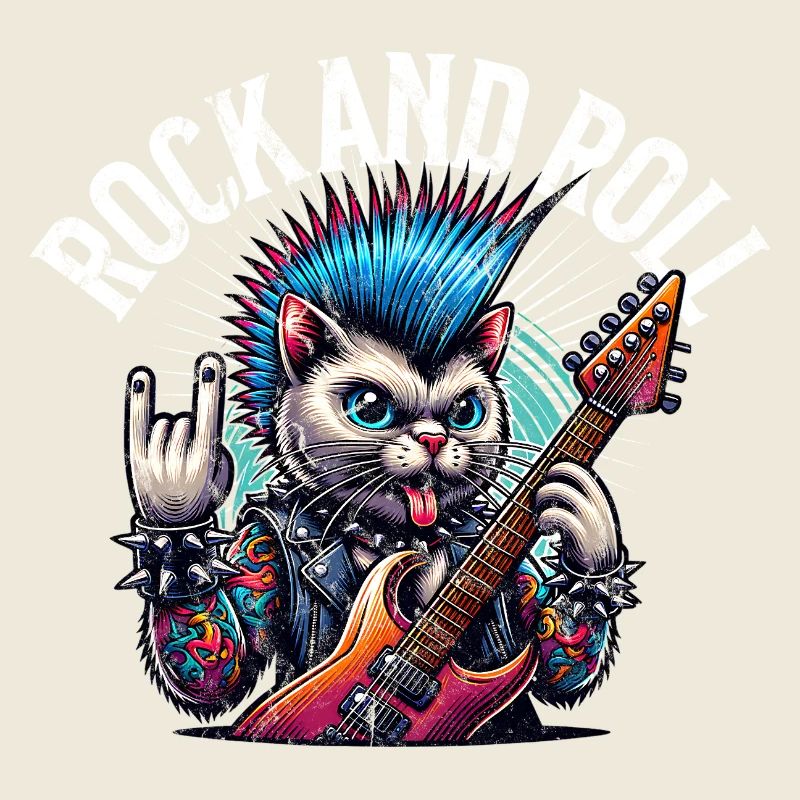 Cat Rock and Roll Guitarist