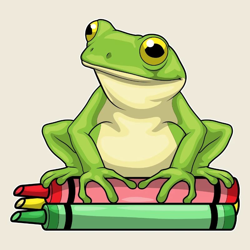 Grenouille étudiant Crayons de couleur école