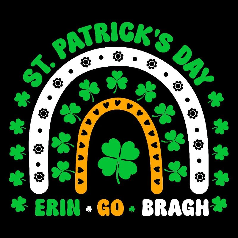 St Patricks Day Boho Rainbow Design with Shamrocks