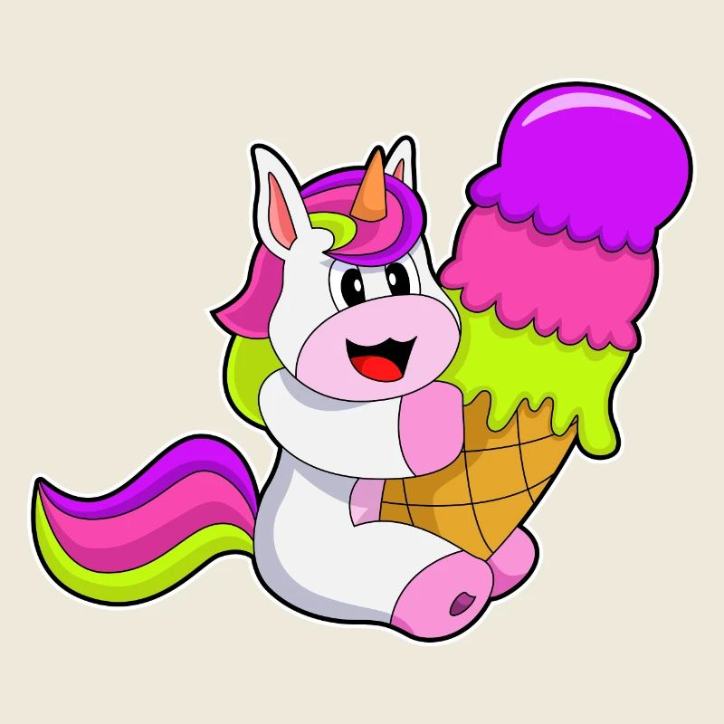 Crème glacée à gaufres licorne