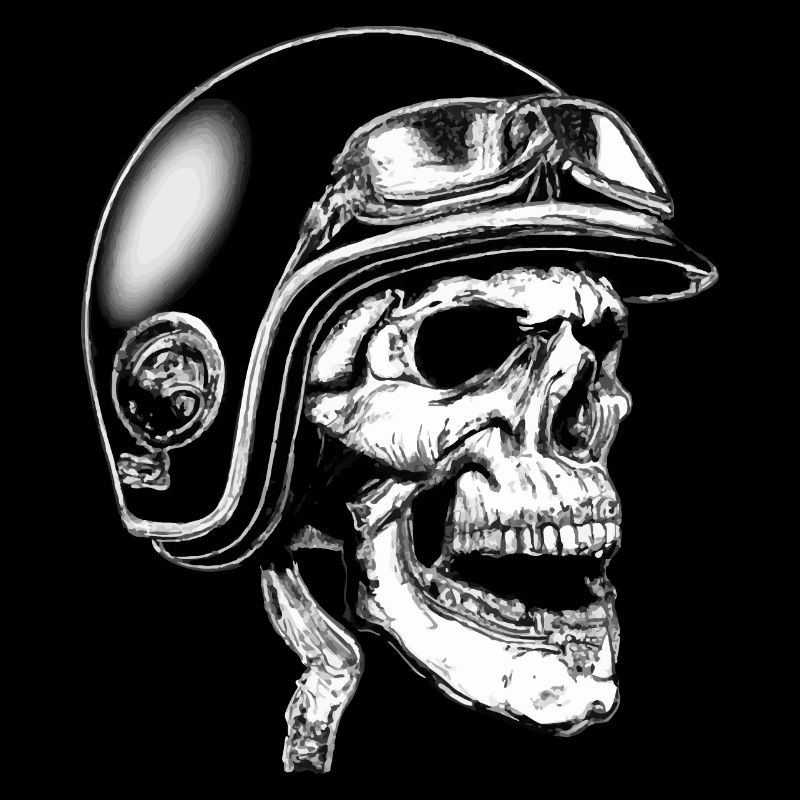 Biker skull with helmet and goggles