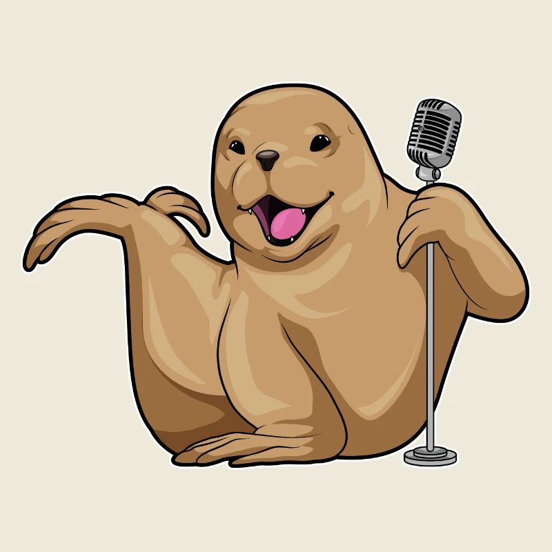 Seehund Sänger Mikrofon Musik