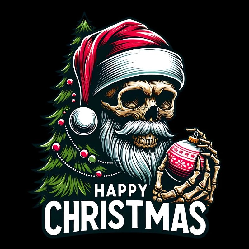 Weihnachtsmann Skull mit Christbaumkugel