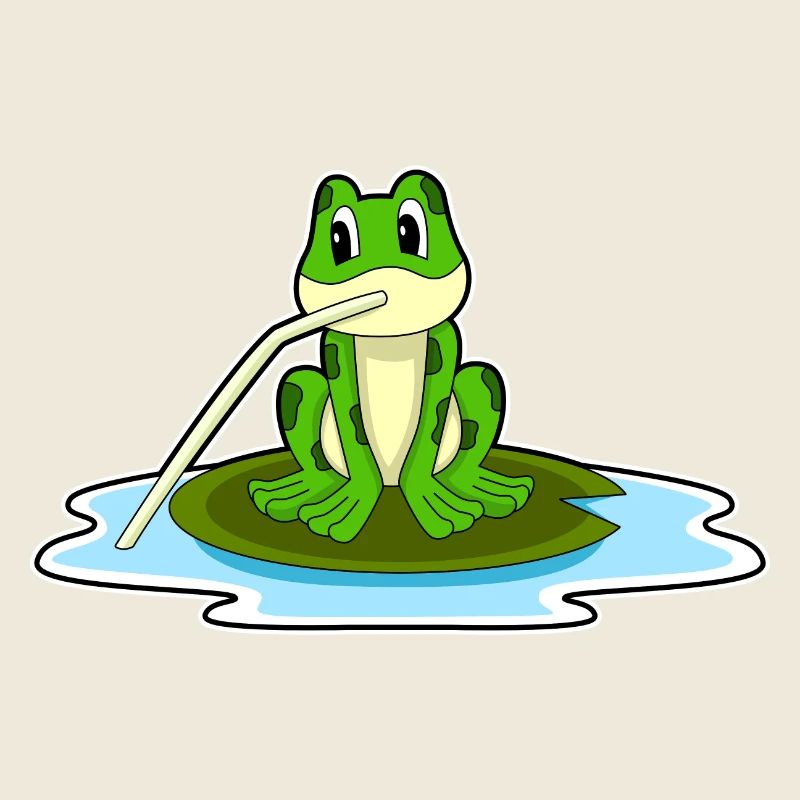 Frosch Wasser Strohhalm