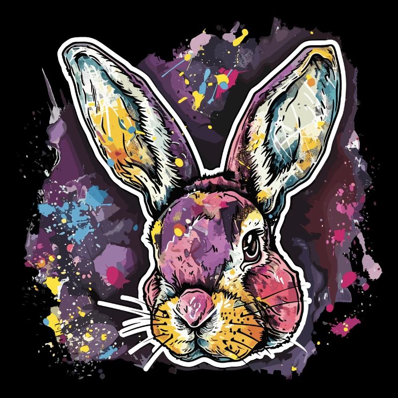 Tête de lapin graffiti Joyeuses Pâques Lapin de Pâques