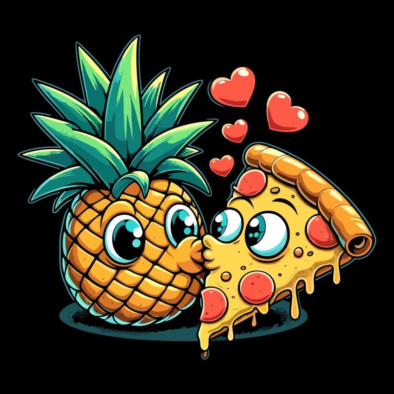 Pizza Hawaii Baiser Relation d’amour Drôle Cadeau