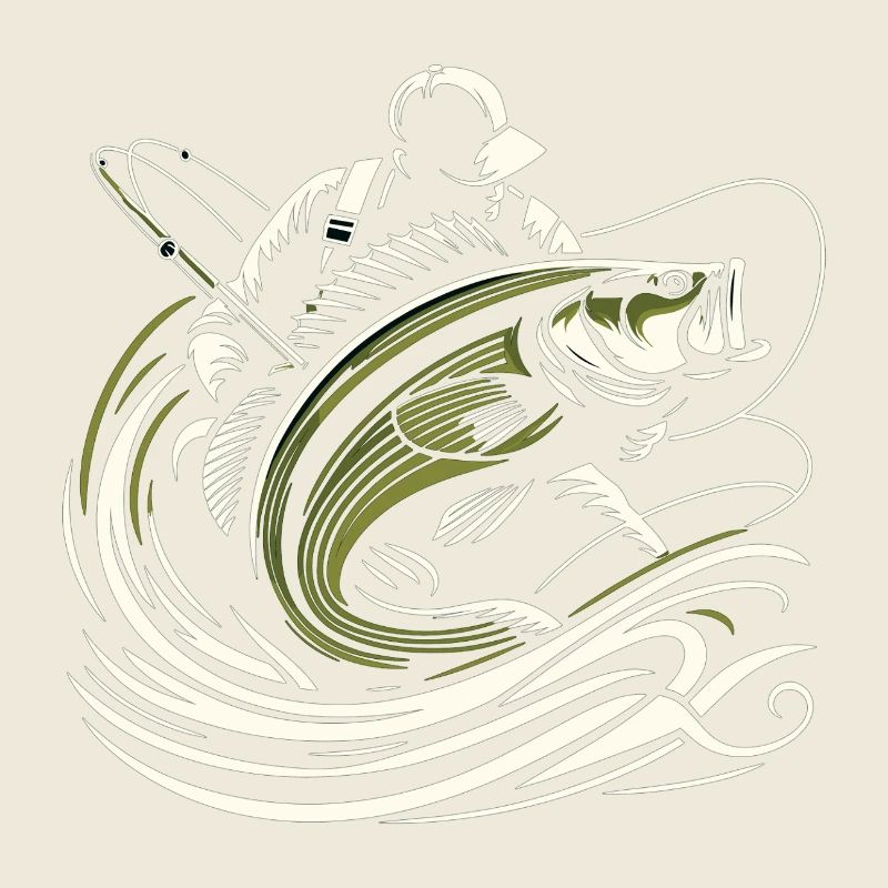 Pêche pêcheur perche poisson géant vert olive cadeau