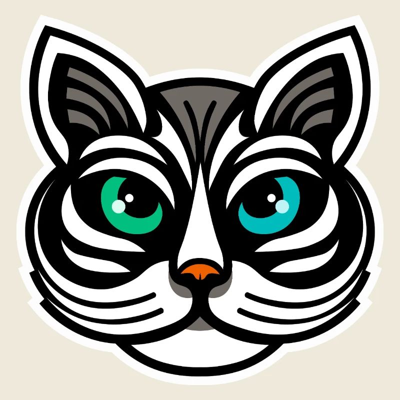 Conception de dessin animé de chat aux yeux étranges fantaisiste