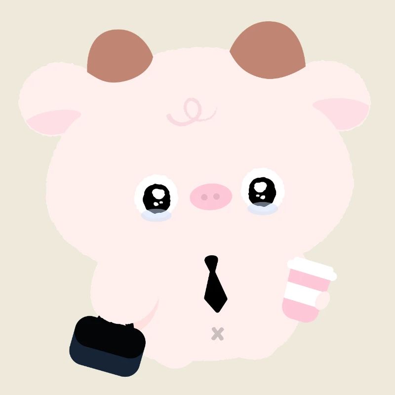 Kawaii-Kuh im Gleichstand mit Kaffee