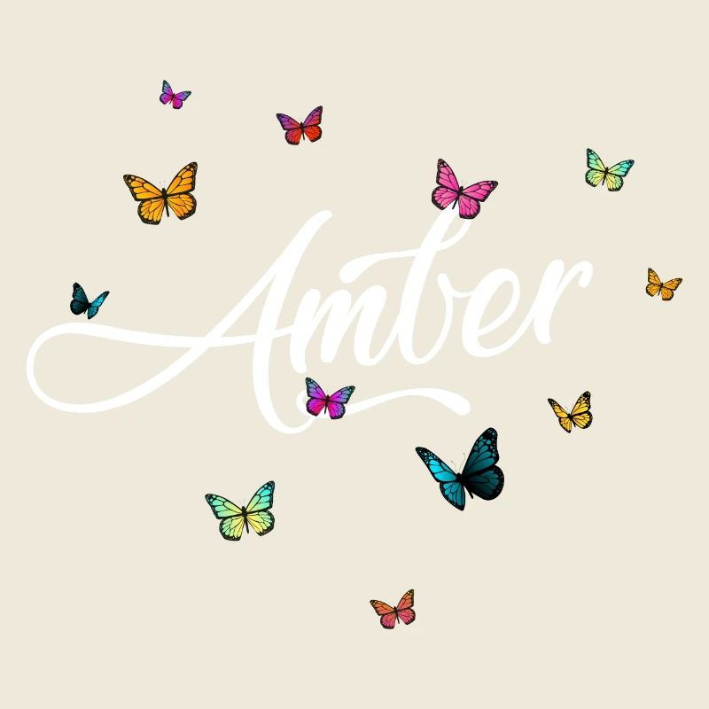 AMBER - Mädchen Name mit bunten Schmetterlingen