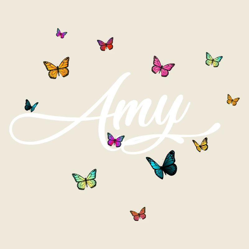 AMY - Mädchen Name mit bunten Schmetterlingen