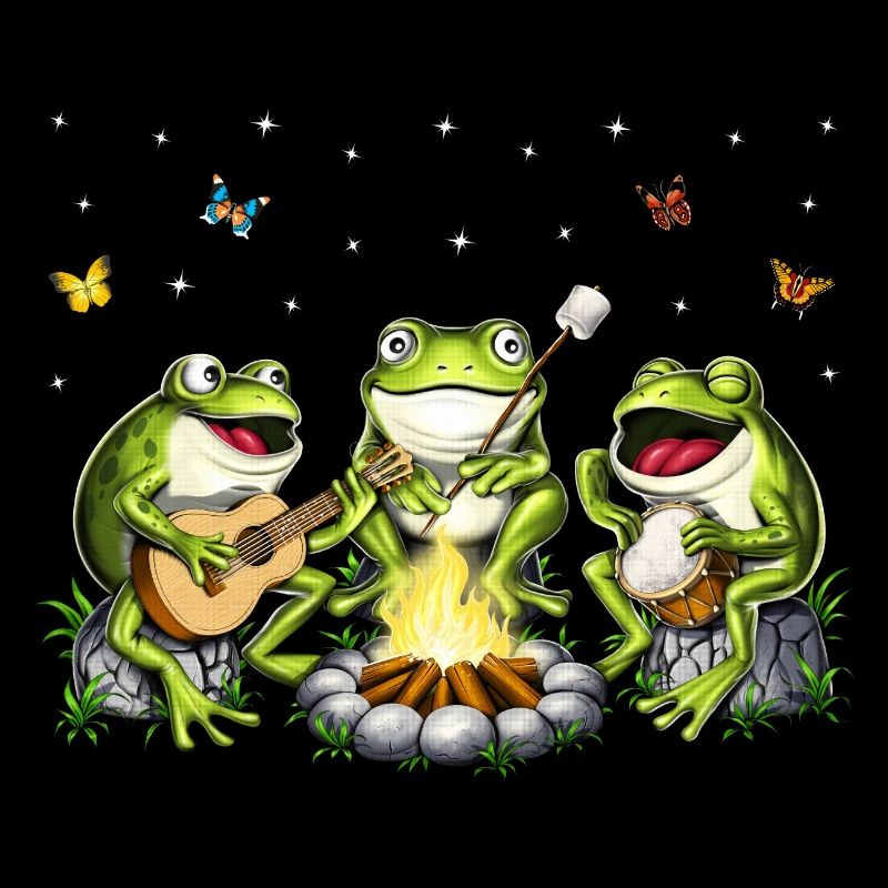 Cottagecore Frogs Camping