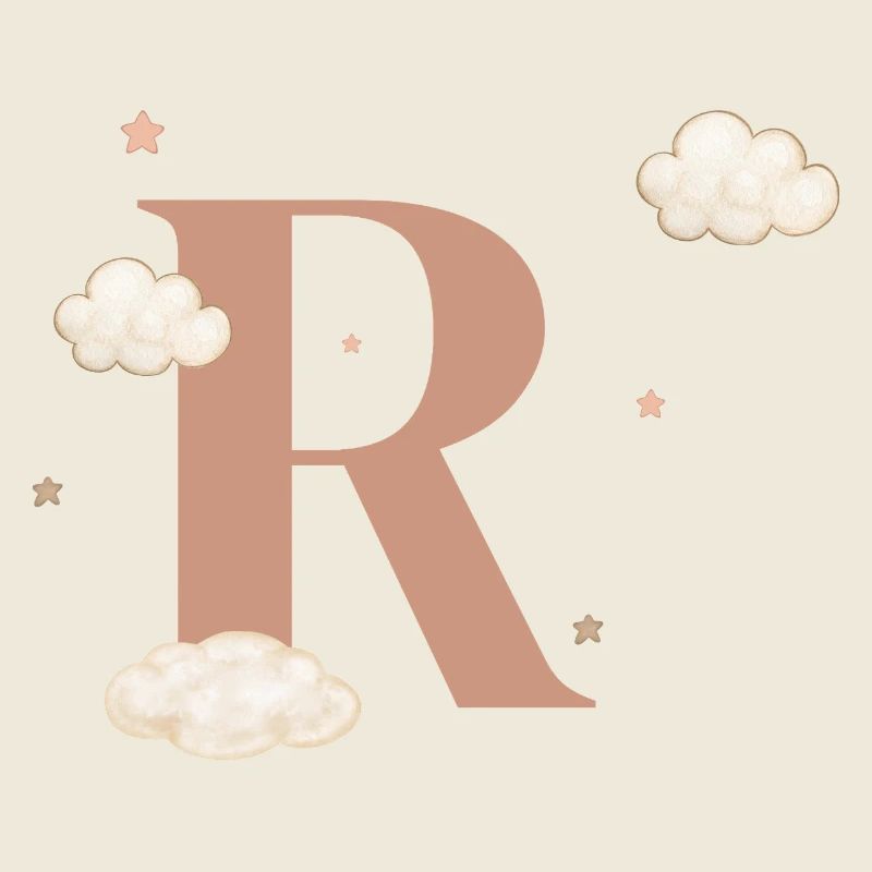 Buchstabe r bewölkt Sterne