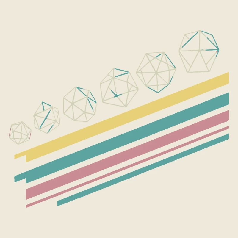 Retro Minimalist Polyhedral Dice Set Tabletop RPG