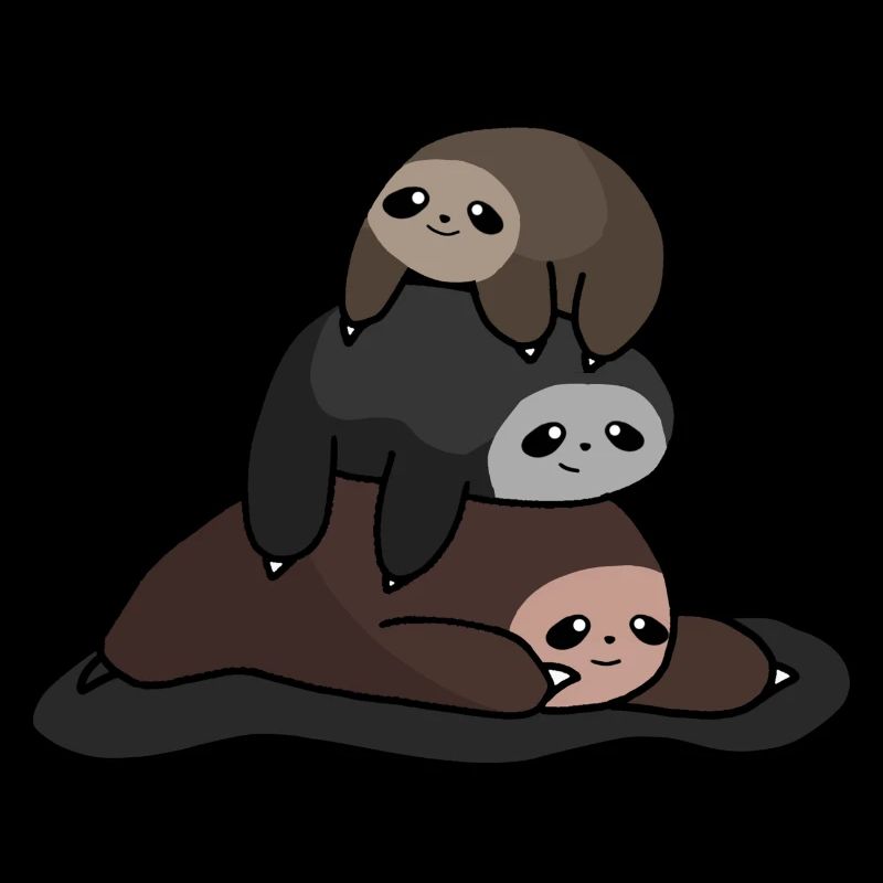 Cute sloths Stacked togethers, Kawaii Sloth