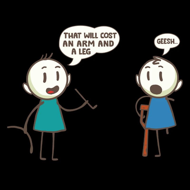 Das wird einen Arm und ein Bein kosten Stock Leute Wortspiel