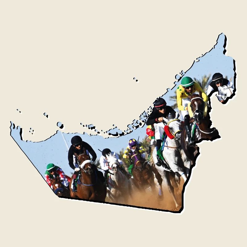 (UAE) Emirates Map Framed Horse Racing