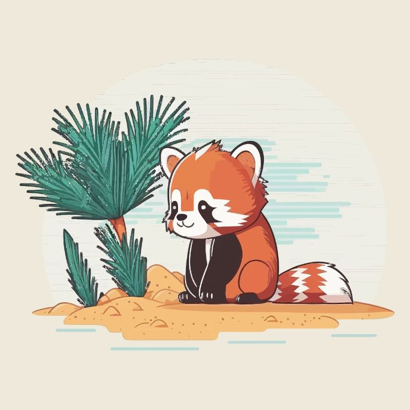 roter Panda auf einer Insel