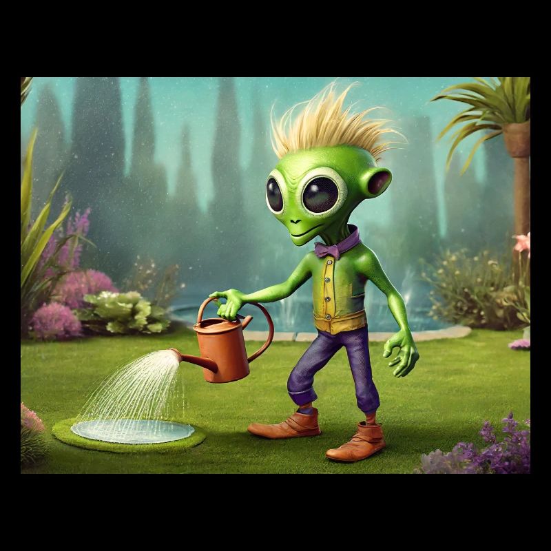 mignon petit vert rétro vintage alien tous les jours