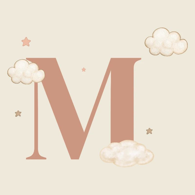 Buchstabe m bewölkt Sterne