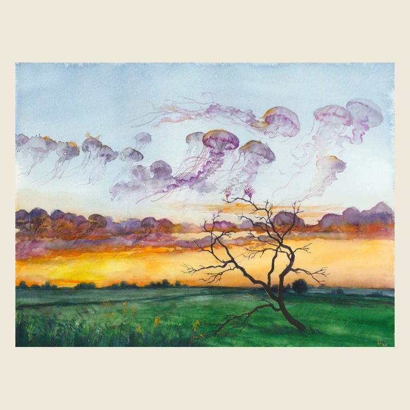 Méduse Dans Le Ciel, Romance, Aquarelle