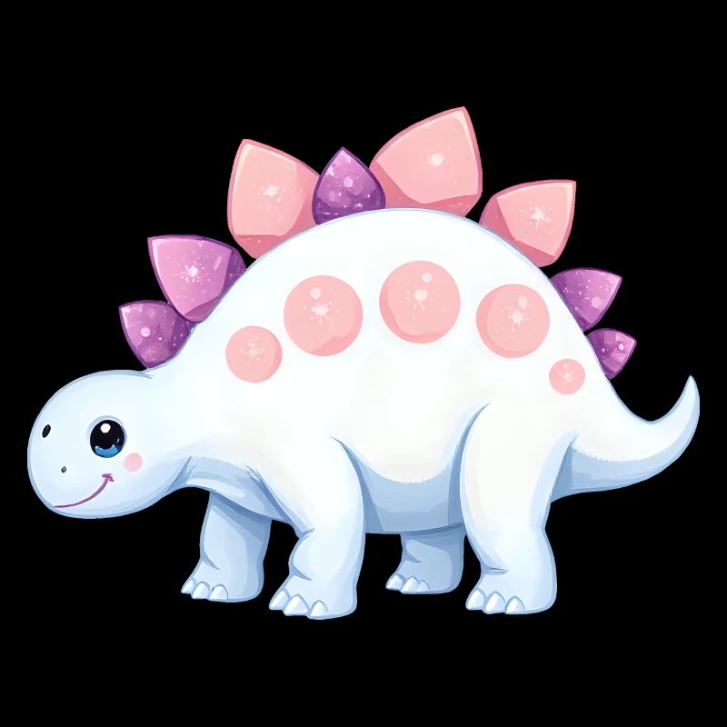 Dinosaure de dessin animé joyeux avec des accents roses