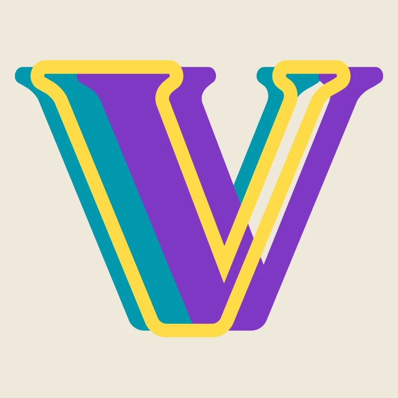 Lettre V multicolore