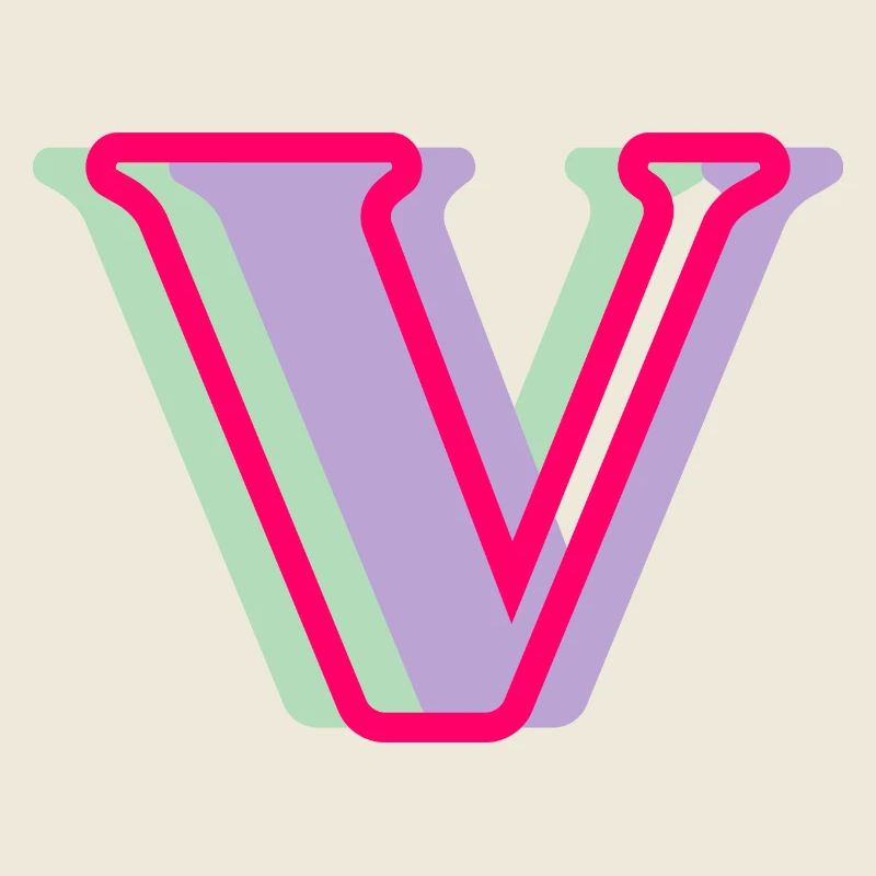 Lettre V multicolore