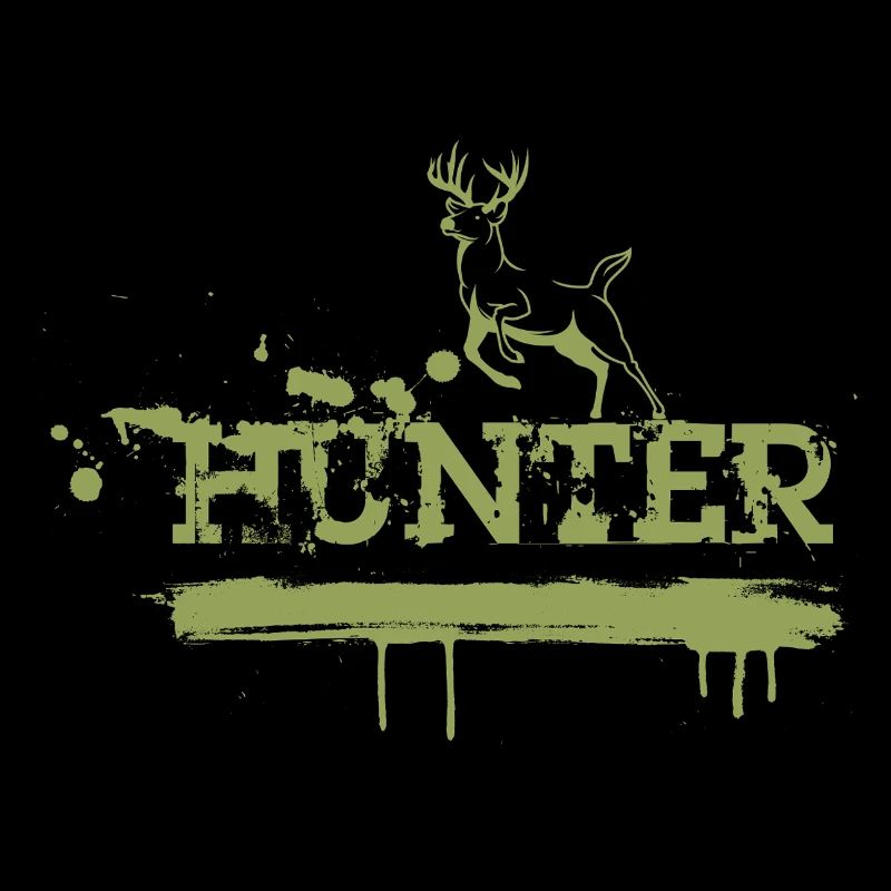 Hirsch Naturkunst Hunter Schriftzug