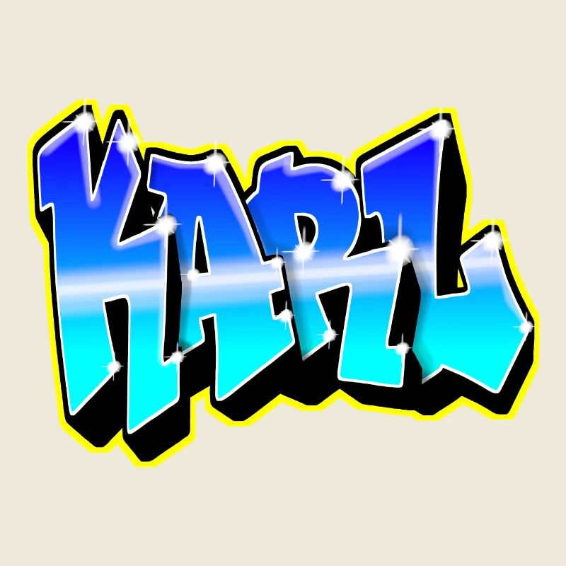 Graffiti KARL Bleu et jaune
