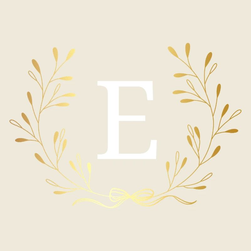 Lettre e couronne Floral doré