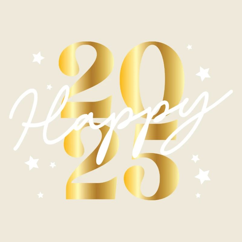Happy 2025 – Funny Silvester Design mit Sternen