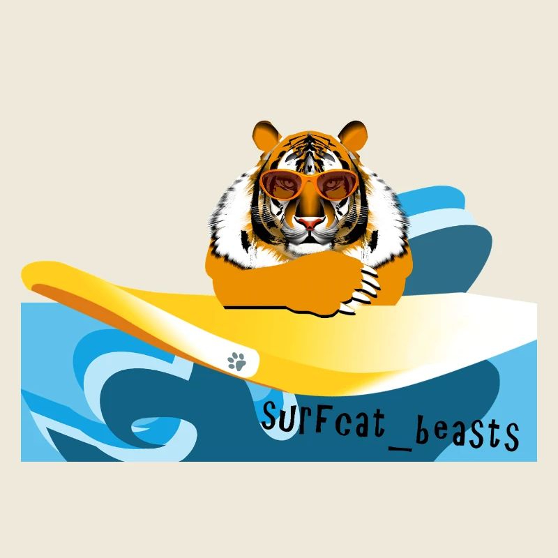 Tigre sur une planche de surf