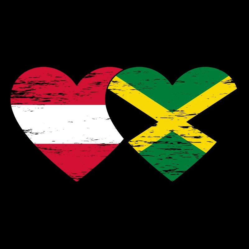 Autriche Jamaïque Drapeau Coeur utilisé