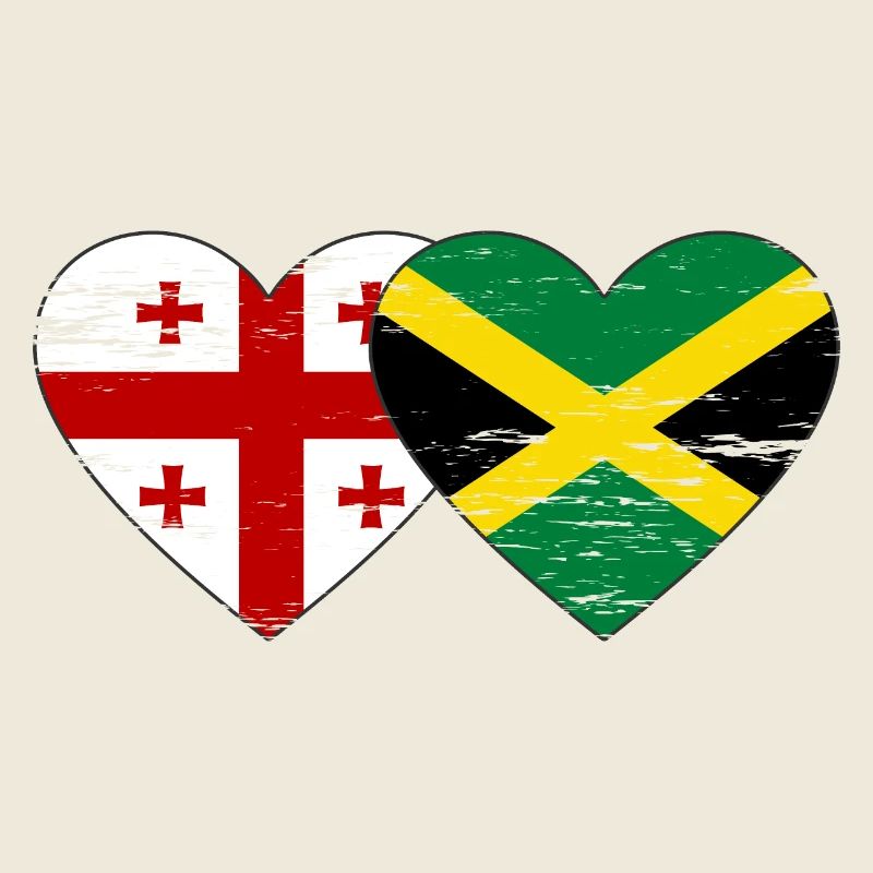 Géorgie Jamaïque drapeau coeur utilisé
