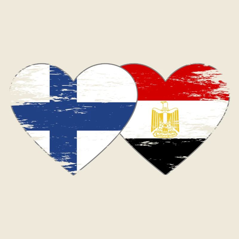 Finlande Egypte Drapeau Mains Coeur Forme Utilisé