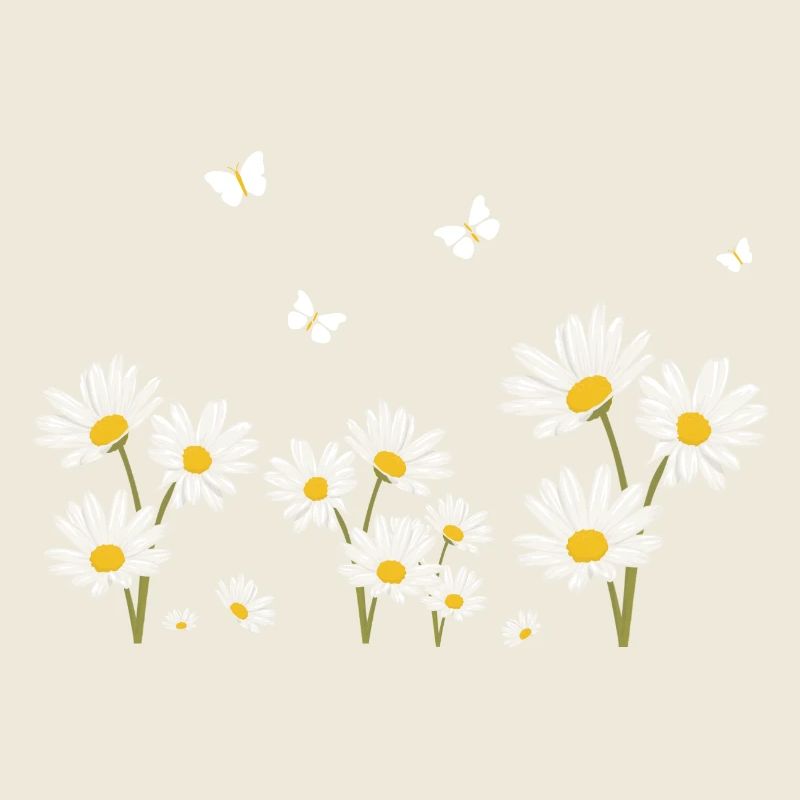 Blumen, Gänseblümchen und Schmetterlinge