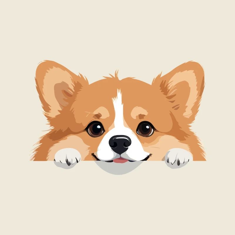 Corgi Coup d’œil mignon Adorable drôle animal dessin animé