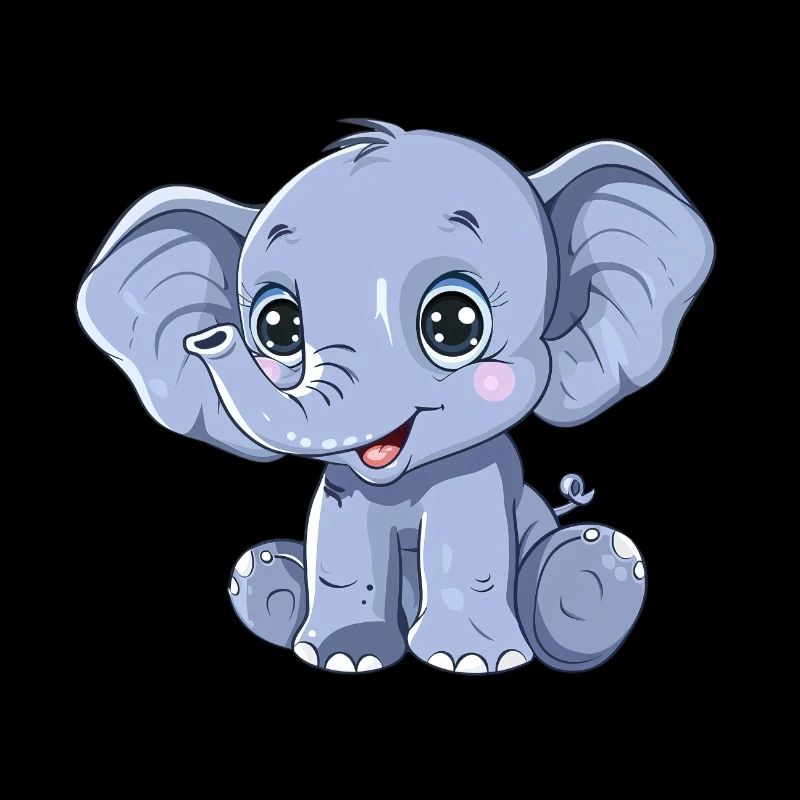 Mignon éléphant bleu avec de grands yeux